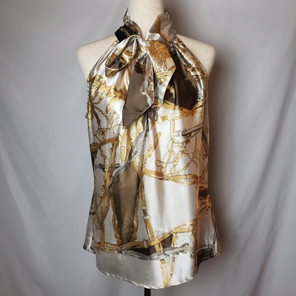 Elegant Gold and Silver Women's Halter Top - Picture 1 of 16